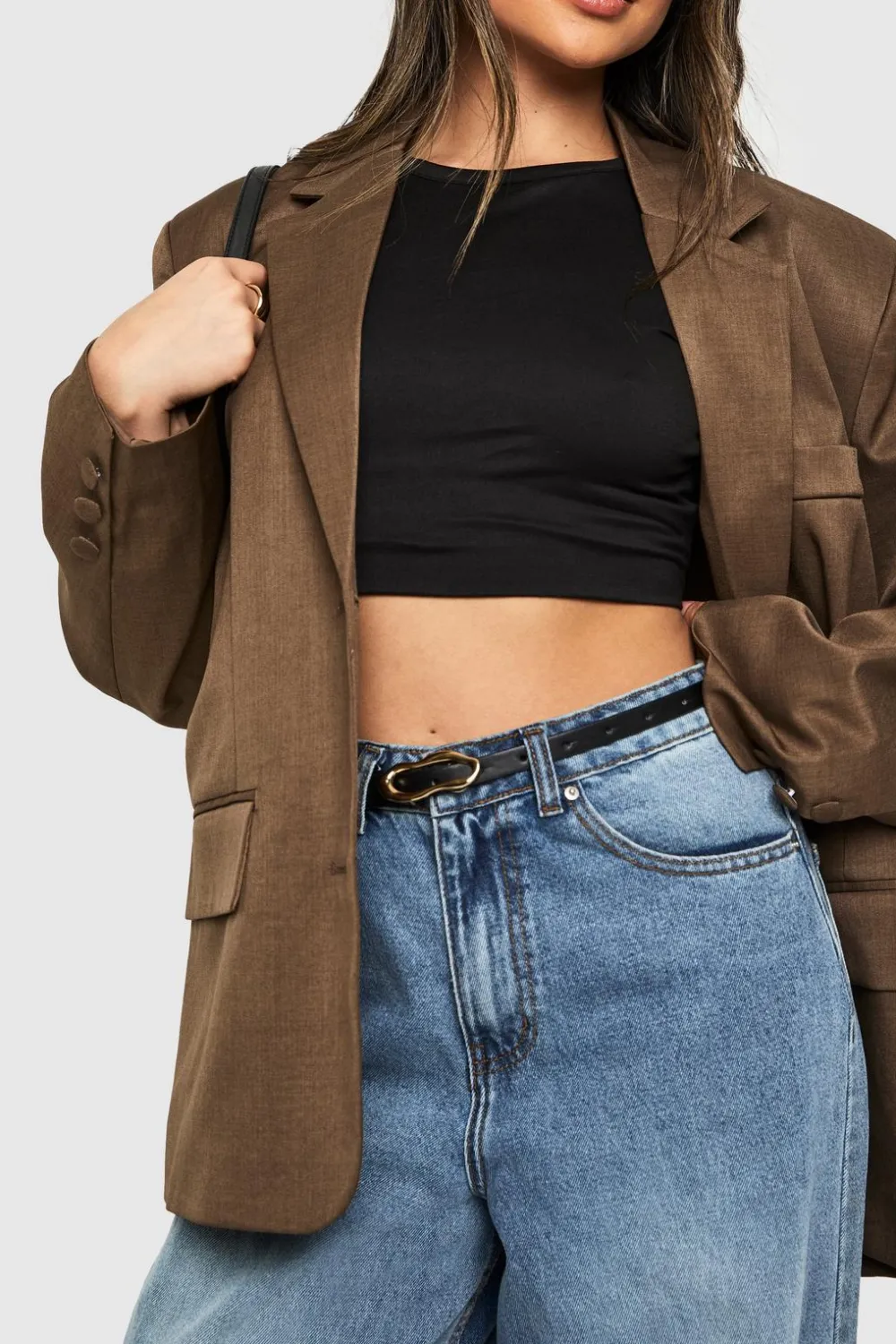 Belts^Nasty Gal Abstract Hardware Skinny Belt |