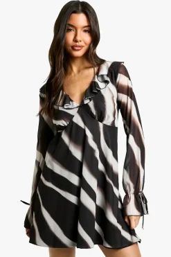 Dresses^Nasty Gal Abstract Mesh Ruffle Mini Dress |