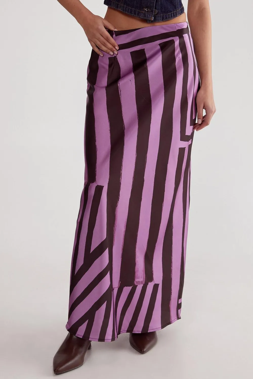 Stripes|Skirts^Nasty Gal Abstract Satin Stripe Bias Maxi Skirt |