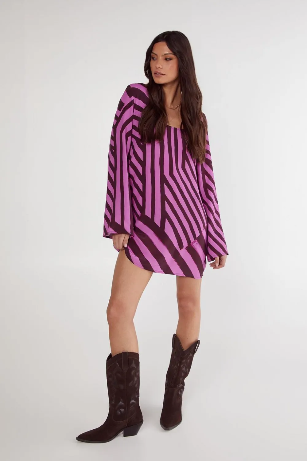 Stripes|Mini Dresses^Nasty Gal Abstract Stripe Mini Tunic Dress |