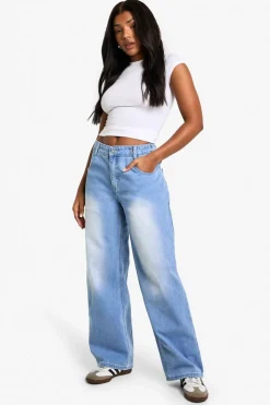Jeans|Denim^Nasty Gal Adjustable Waistband Faded Wide Leg Jeans |