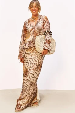 Animal Print^Nasty Gal Animal Chiffon Maxi Skirt |