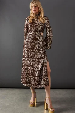 Animal Print|Dresses^Nasty Gal Animal Metallic Jacquard Midi Dress |