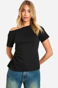 Tops^Nasty Gal Asymmetric Cinched In One Shoulder Top |