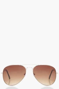 Sunglasses^Nasty Gal Aviator Brown Lens Sunglasses |