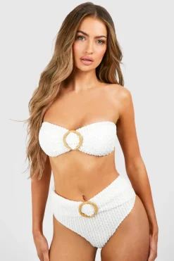 Bikinis|Swimwear^Nasty Gal Bamboo Ring Textured Bandeau Bikini Top |