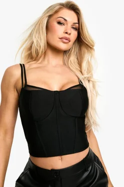 Tops^Nasty Gal Bandage Mesh Insert Cupped Corset Top |