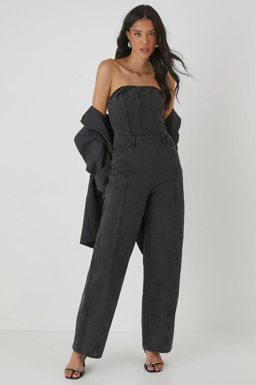 Jumpsuits|Jumpsuits^Nasty Gal Bandeau Denim Wide Leg Jumpsuit |