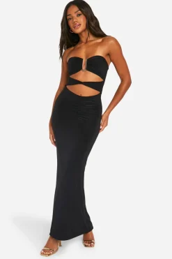Dresses^Nasty Gal Bandeau Gold Trim Cut Out Maxi Dress |
