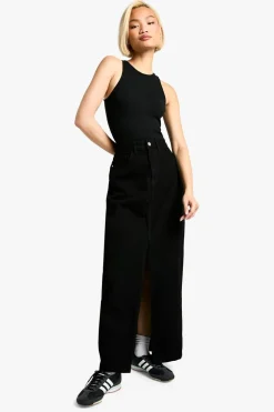 Denim|Denim^Nasty Gal Basic Split Front Denim Maxi Skirt |