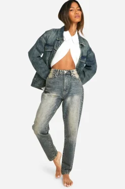 Jeans|Denim^Nasty Gal Basics 32 Inch Leg Sand Blast High Waisted Mom Jeans |