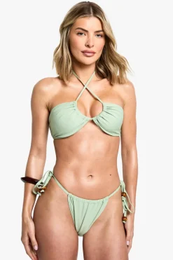 Bikinis|Swimwear^Nasty Gal Bead Trim Multiway Bandeau Bikini Top & Tie Side Bikini Bottoms Set |
