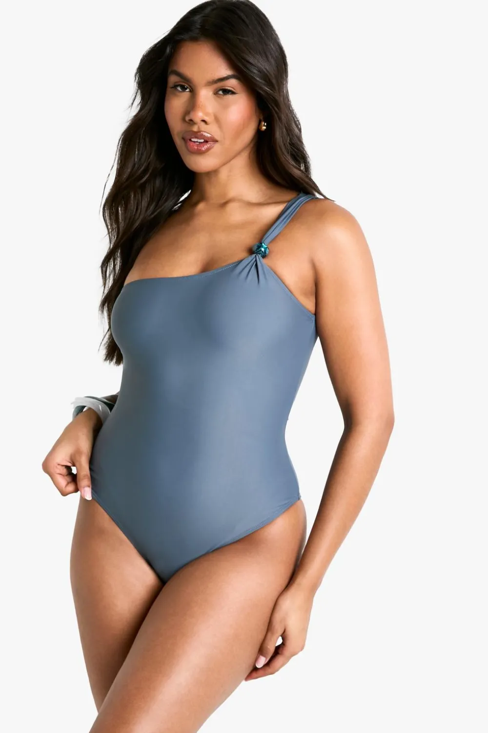 Swimsuits|Swimwear^Nasty Gal Beaded One Shoulder Swimsuit |