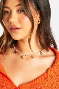 Jewelry^Nasty Gal Beaded Starfish Charm Necklace |