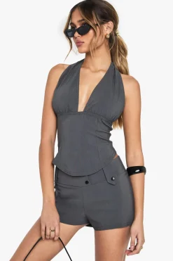 Shorts|Shorts^Nasty Gal Bengaline Button Detail Short |