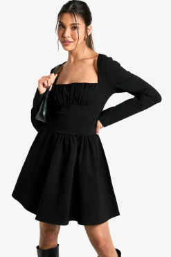 Dresses^Nasty Gal Bengaline Corset Long Sleeve Skater Dress |