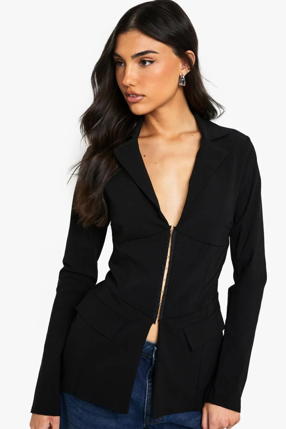 Blazers|Blazers^Nasty Gal Bengaline Fitted Hook And Eye Blazer |