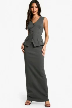 Dresses^Nasty Gal Bengaline Plunge Waistcoat Maxi Dress |