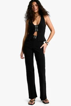 Pants^Nasty Gal Bengaline Straight Leg Trouser With Buckle Detail |