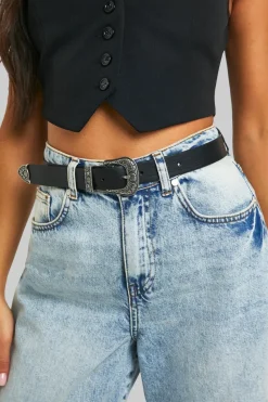 Belts|Cowgirl^Nasty Gal Black Western Buckle Belt |