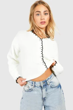 Knitwear^Nasty Gal Blanket Stitch Knitted Crop Cardigan |