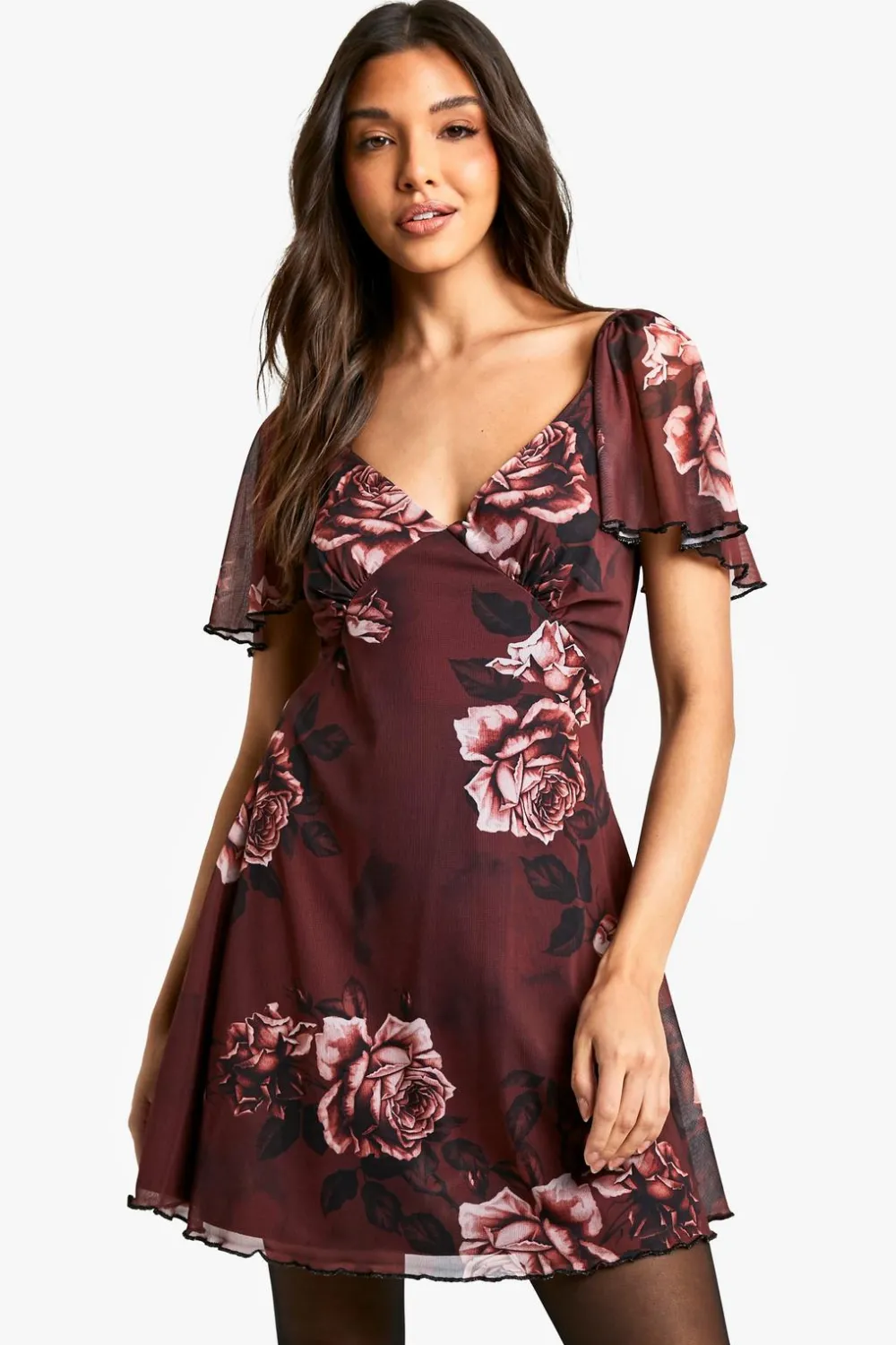 Dresses^Nasty Gal Blurred Floral Godet Mini Dress |