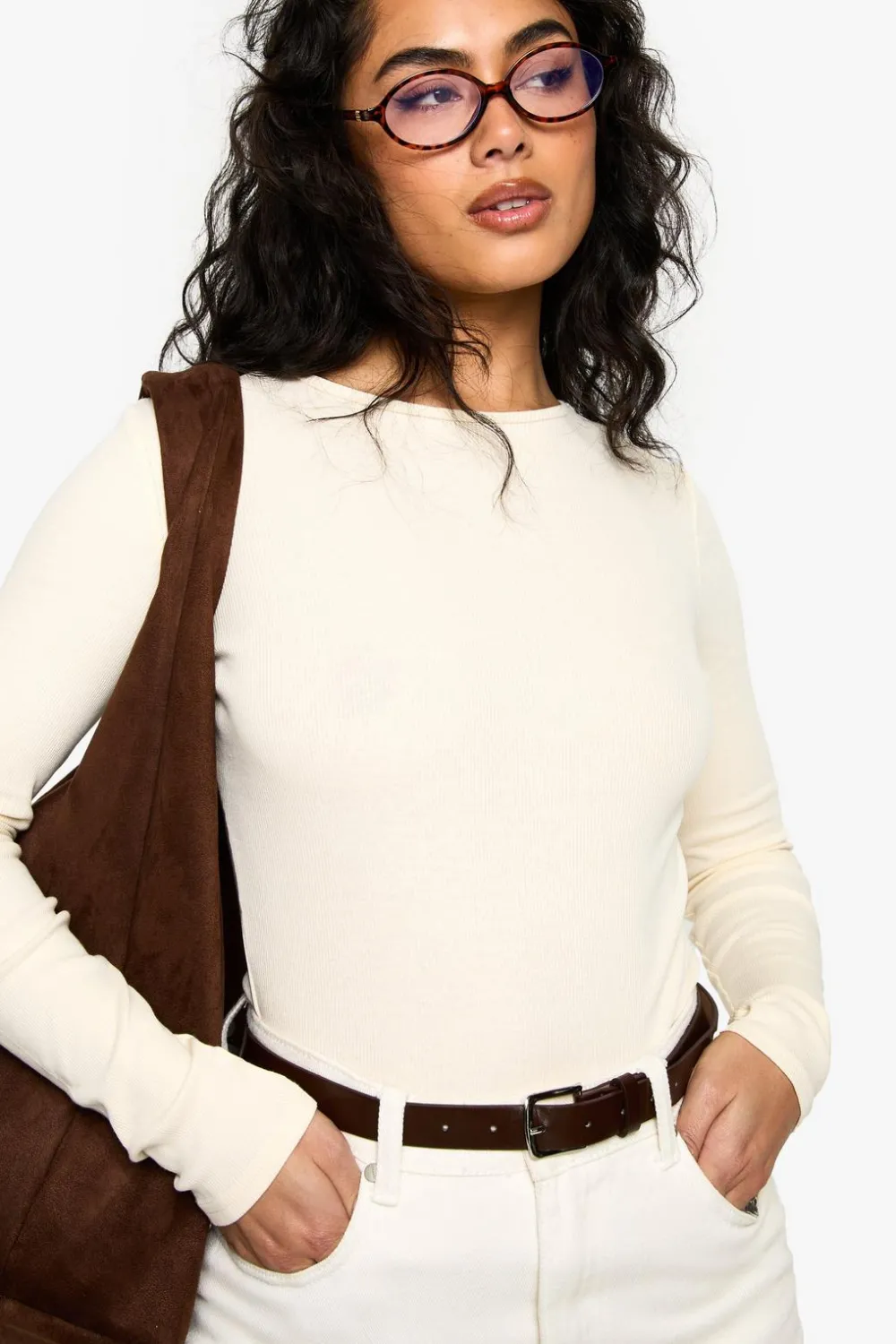 Tops^Nasty Gal Boohoo Basics Crew Neck Long Sleeve Bodysuit |