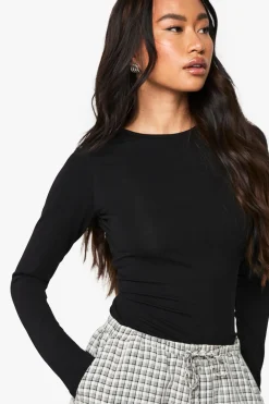 Tops^Nasty Gal Boohoo Basics Longline Long Sleeve Crew Neck Top |