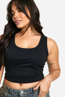 Tops^Nasty Gal Boohoo Basics Plus Cotton Wide Strap Full Length Vest |