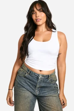 Tops^Nasty Gal Boohoo Basics Plus Cotton Wide Strap Full Length Vest |