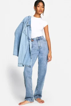 Jeans|Denim^Nasty Gal Boohoo Basics Straight Leg Jeans in Light Blue |