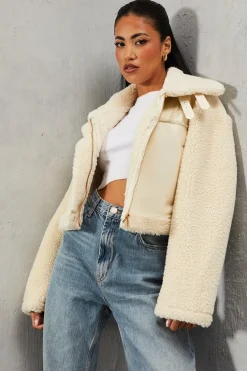 Coats^Nasty Gal Borg Buckle Detail Cropped Aviator Jacket |