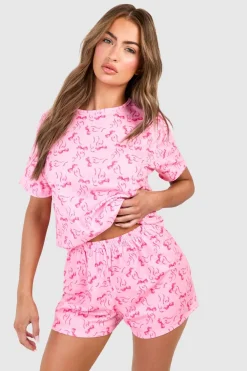 Sleepwear^Nasty Gal Bow Print Short Sleeve T-Shirt & Shorts Pyjama Set |