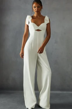 Jumpsuits|Jumpsuits^Nasty Gal Bow Shoulder Wide Leg Jumpsuit |