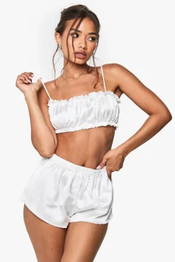 Sleepwear^Nasty Gal Bridal Satin Frill Pyjama Shorts |