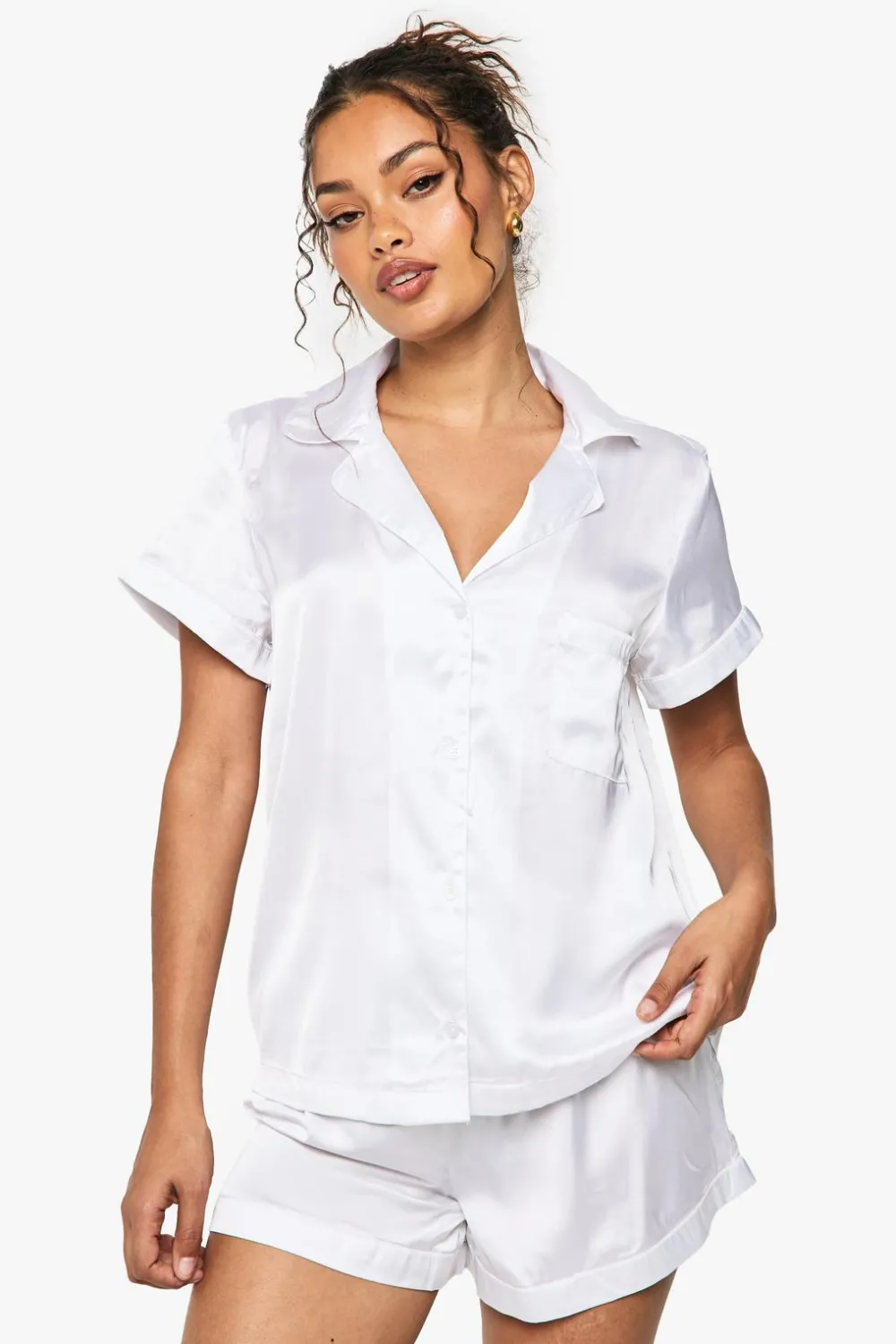 Sleepwear^Nasty Gal Bridal Satin Short Sleeve Shirt & Shorts Pyjama Set |