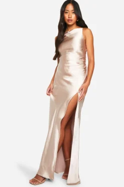 Dresses^Nasty Gal Bridesmaid Satin Slash Neck Maxi Dress |