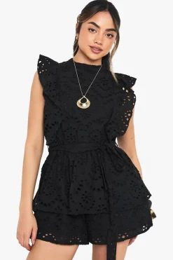 Rompers|Rompers^Nasty Gal Broderie Ruffle Playsuit |