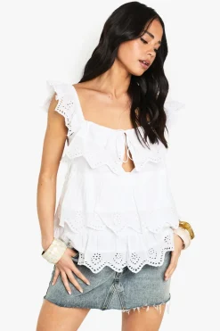 Cami Tops|Tops^Nasty Gal Broderie Trim Layered Cami Top |