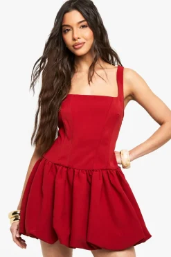 Dresses^Nasty Gal Bubble Hem Lace Up Mini Dresss |