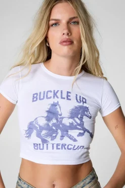 Cowgirl|Baby Tees^Nasty Gal Buckle Up Buttercup Western Graphic Baby T-Shirt |