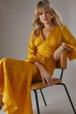 Dresses^Nasty Gal Burnout Button Front Plunge Neck Maxi Dress |