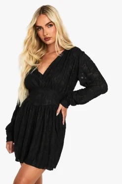 Dresses^Nasty Gal Burnout Floral Long Sleeve Skater Dress |