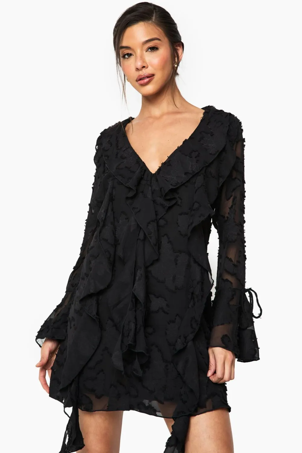 Dresses^Nasty Gal Burnout Floral Ruffle Shift Dress |