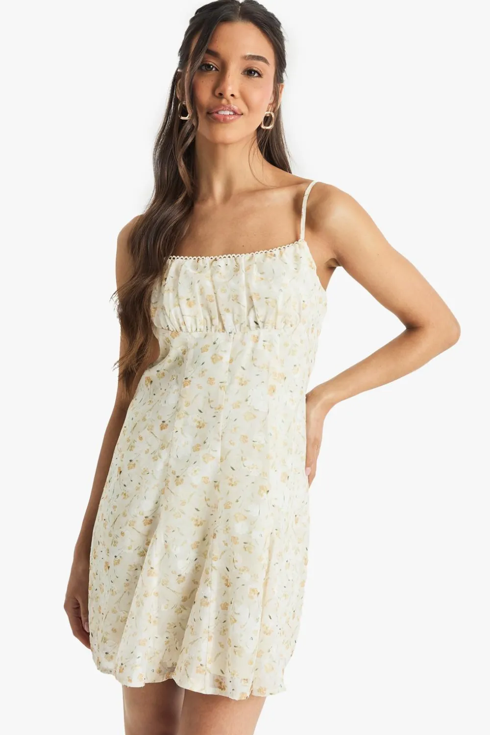 Dresses^Nasty Gal Burnout Floral Strappy Godet Hem Mini Dress |