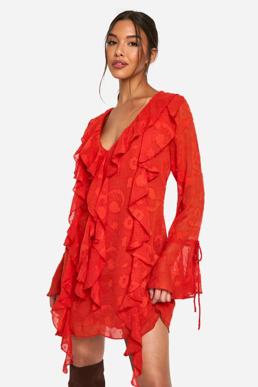 Dresses^Nasty Gal Burnout Paisley Ruffle Mini Dress |