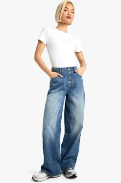 Jeans|Denim^Nasty Gal Button Detail Slouchy Fit Jean |