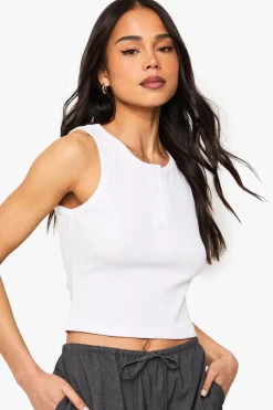 Tops^Nasty Gal Button Detail Tank Vest Top |