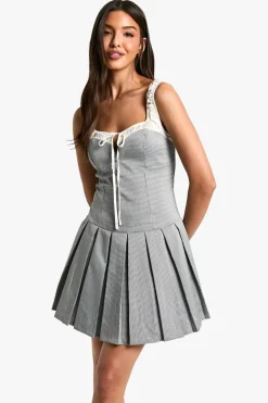 Dresses^Nasty Gal Check Box Pleat Mini Dress |