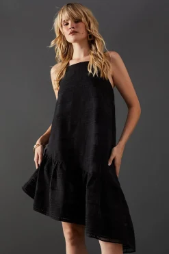 Dresses^Nasty Gal Check Organza High Neck Asymmetric Smock Dress |